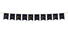 Load image into Gallery viewer, Eid Mubarak Bunting Decoration - (10 Flags) Black & Gold Stars Design (AG21)
