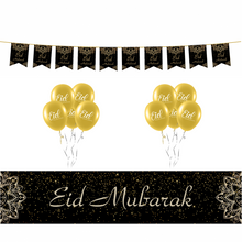 Load image into Gallery viewer, EID Mubarak Floral Decoration Set - Black & Gold (MM)
