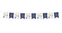 Load image into Gallery viewer, EID Mubarak Bunting Decoration - (10 Flags) Blue, Gold & White Design (AG21)