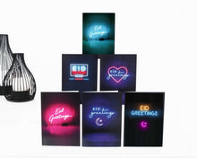 Load image into Gallery viewer, Multipack 6 Eid Mubarak Cards - Neon Lights - MP NL