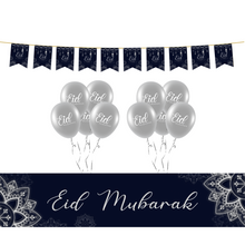 Load image into Gallery viewer, EID Mubarak Hanging Lantern Decoration Set - Navy & Silver (MM)