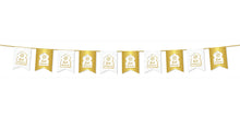 Load image into Gallery viewer, EID Mubarak Bunting Decoration - (10 Flags) White & Gold Pattern (AG21)