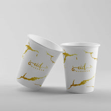 Load image into Gallery viewer, Eid Mubarak Plate, Cup and Napkin Set - White & Gold Marble