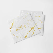 Load image into Gallery viewer, Eid Mubarak Plate, Cup and Napkin Set - White & Gold Marble