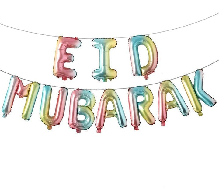 Eid Mubarak Foil Balloon Kit - Rainbow