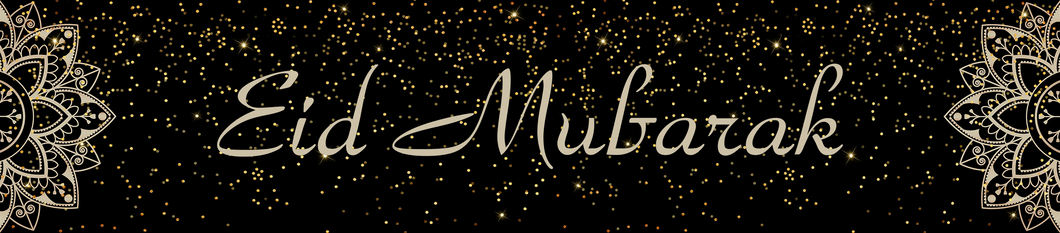 Eid Mubarak Banner - Black & Gold Geometric