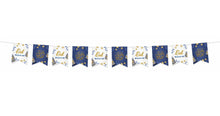Load image into Gallery viewer, EID Mubarak Bunting Decoration - (10 Flags) Blue, Gold &amp; White Design (AG21)
