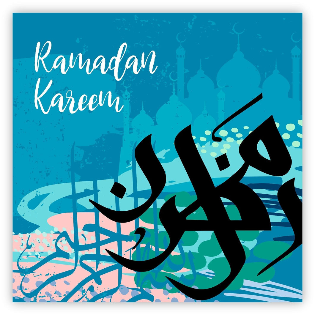 Ramadan Kareem Card - Teal Arabic Calligraphy Art