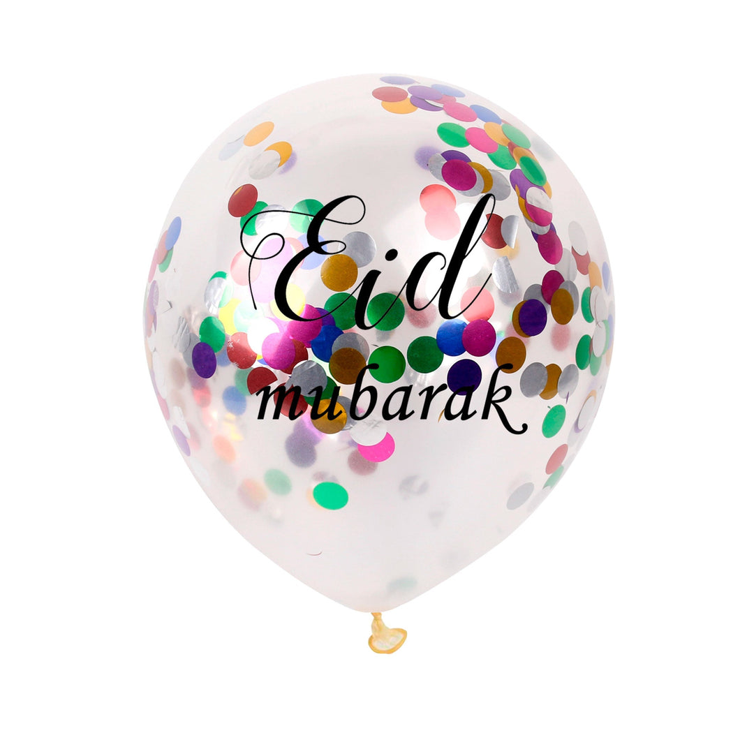 Eid Mubarak Balloons - Confetti Balloon Pack (Pack of 5) - Multicolour