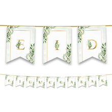 Load image into Gallery viewer, Eid Mubarak Bunting - Green &amp; Gold Forest Leaves Letter Flags Decoration
