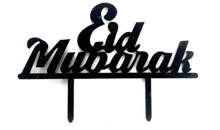 Eid Mubarak Italic Letter Cake Topper - Black