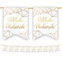 Load image into Gallery viewer, Nikkah Mubarak Bunting - Geometric Design - Islamic Wedding Decoration

