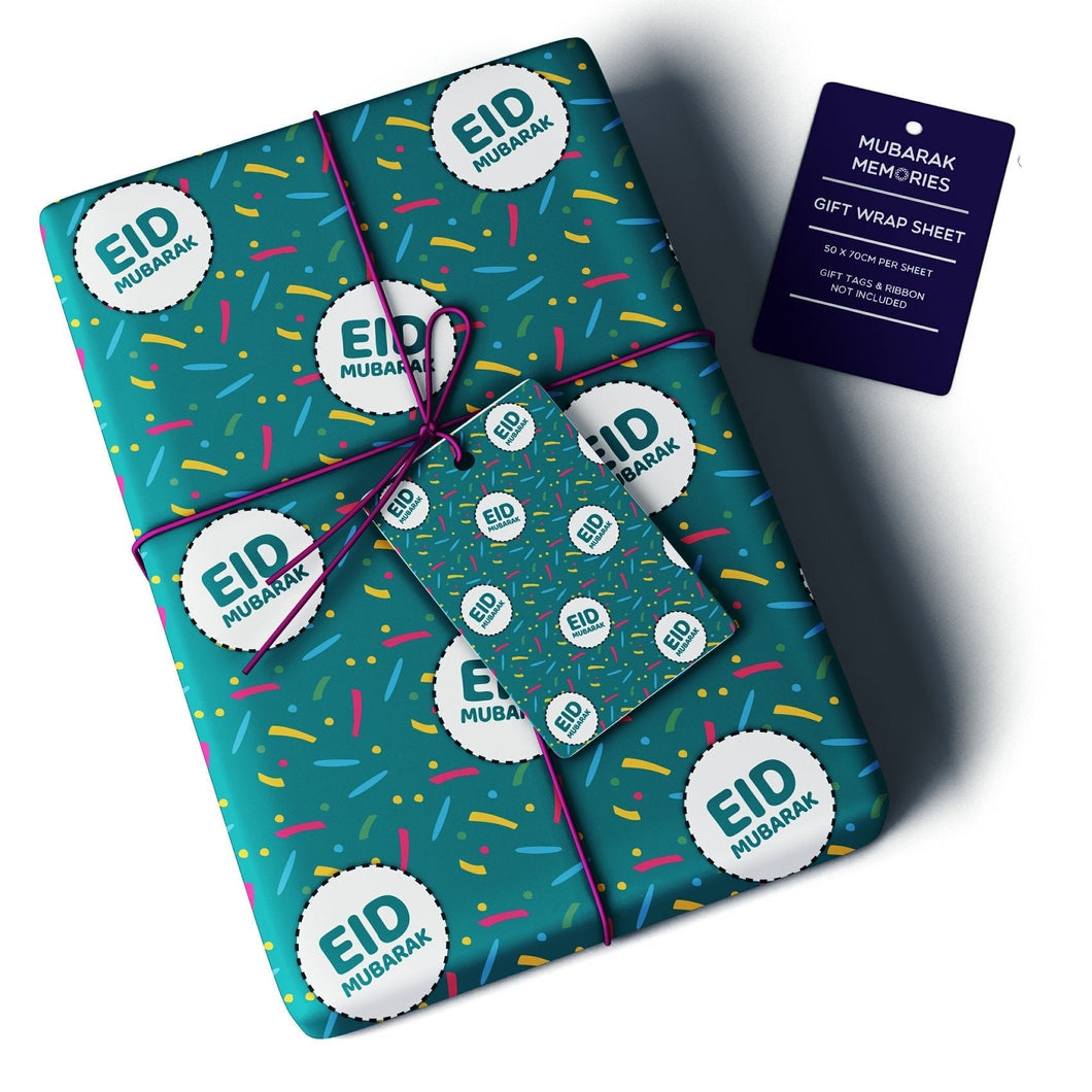 Eid Mubarak Gift Wrap Sheet - Confetti (Green)