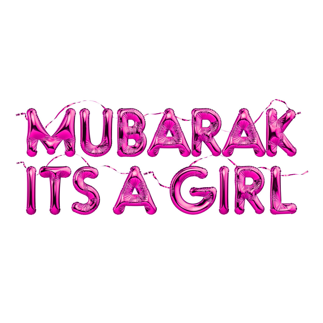 Mubarak It's a Girl Foil Balloon Kit - Metallic Pink