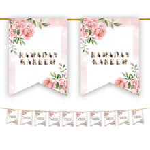 Load image into Gallery viewer, Ramadan Kareem Bunting - Pink Watercolour Floral Flags Decoration
