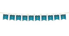 Load image into Gallery viewer, Eid Mubarak Bunting - Teal &amp; Gold Domes &amp; Lanterns Letter Flags Decoration
