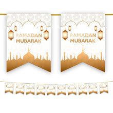 Load image into Gallery viewer, Ramadan Mubarak Bunting - White &amp; Gold Domes &amp; Lanterns
