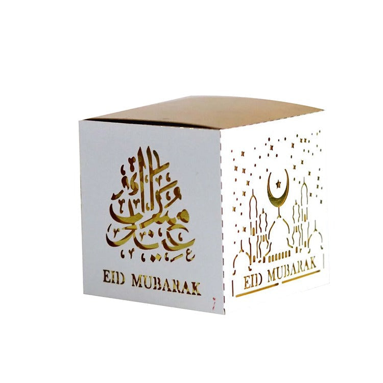 Eid Mubarak Candy Sweet Gift Boxes - Pack of 5 - (White & Gold)