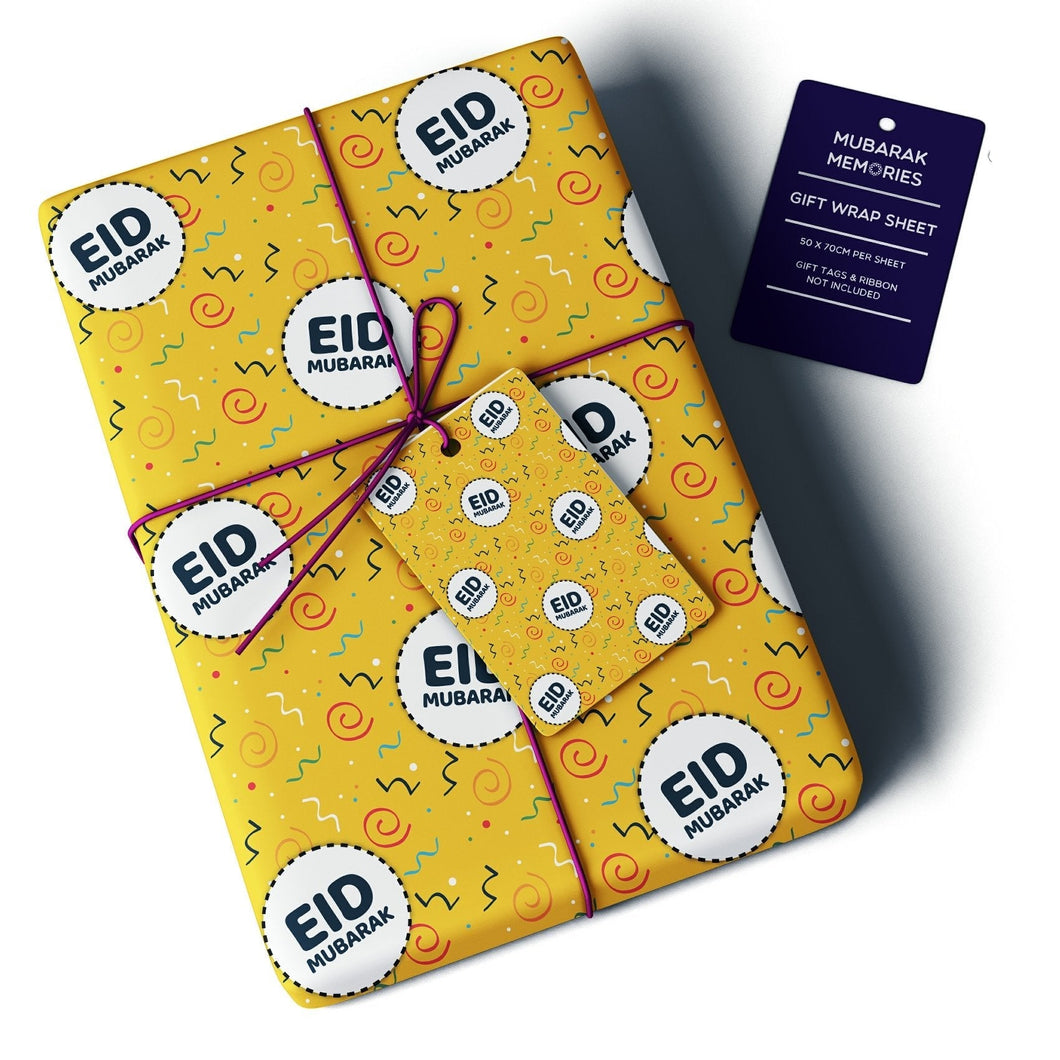 Eid Mubarak Gift Wrap Sheet - Confetti (Yellow)