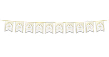 Load image into Gallery viewer, Eid Mubarak Bunting - White &amp; Gold Flags Decoration
