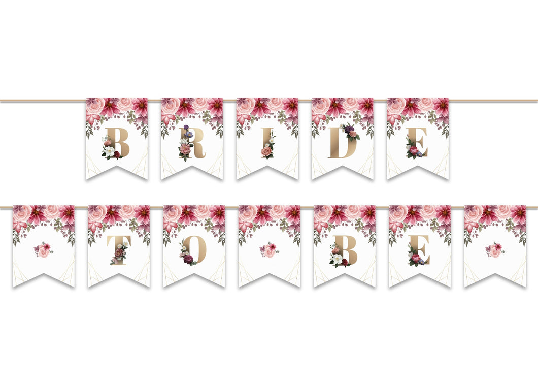 Bride To Be Bunting Pink Floral Wedding Decoration