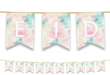 Load image into Gallery viewer, Eid Mubarak Bunting - Pink Pastel Watercolour Letter Flags Decoration
