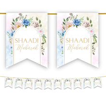 Load image into Gallery viewer, Shaadi Mubarak Bunting - Pink Floral Watercolour Wedding Decoration
