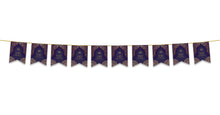 Load image into Gallery viewer, Eid Mubarak Bunting - Purple &amp; Gold Flags Decoration
