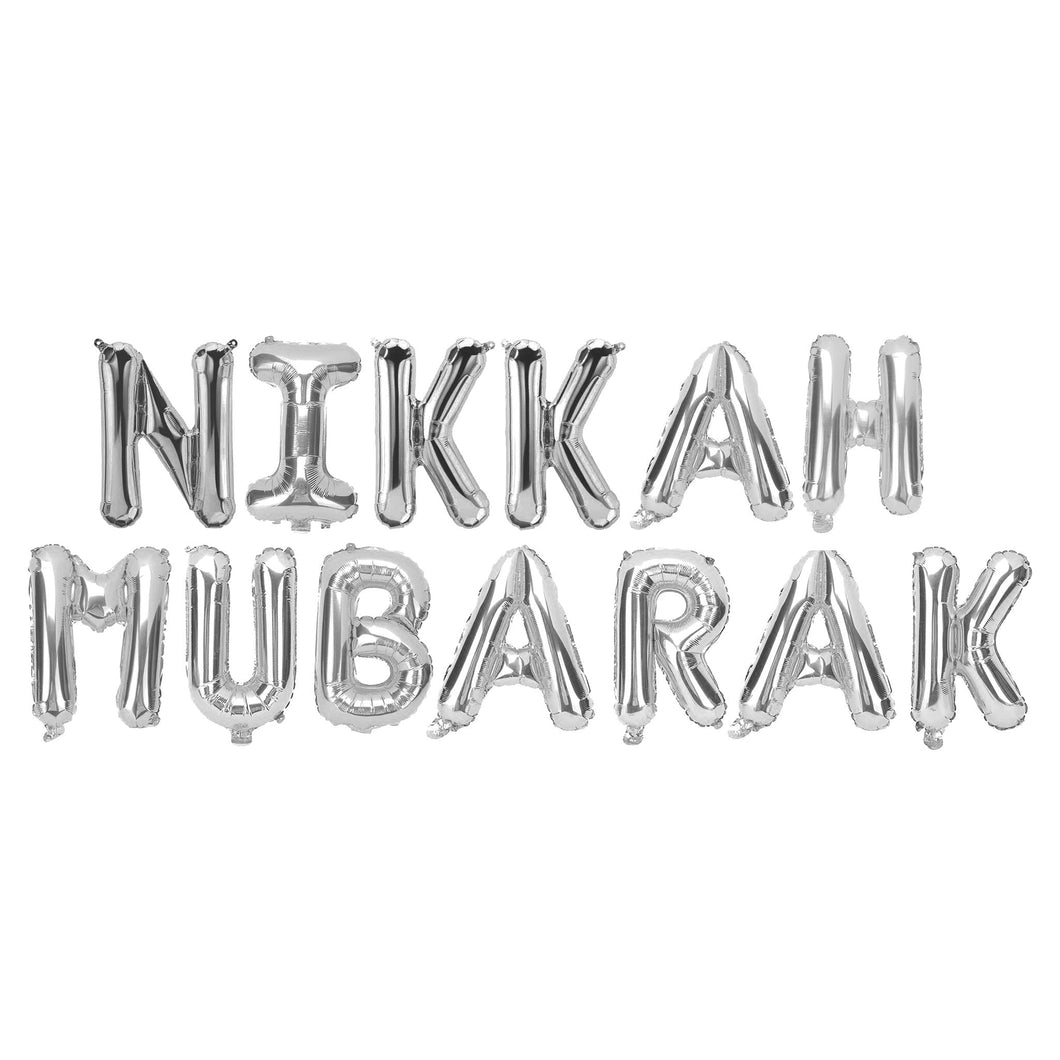 Nikkah Mubarak Foil Balloon - Silver